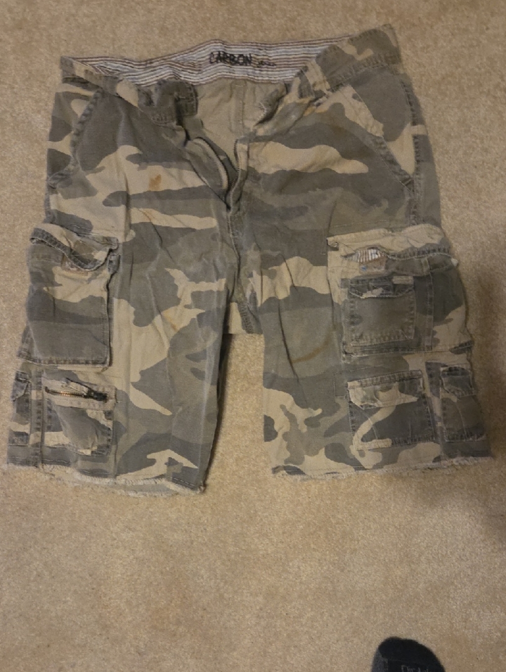 Carbon Men's Camo Cargo Shorts in Green and Tan